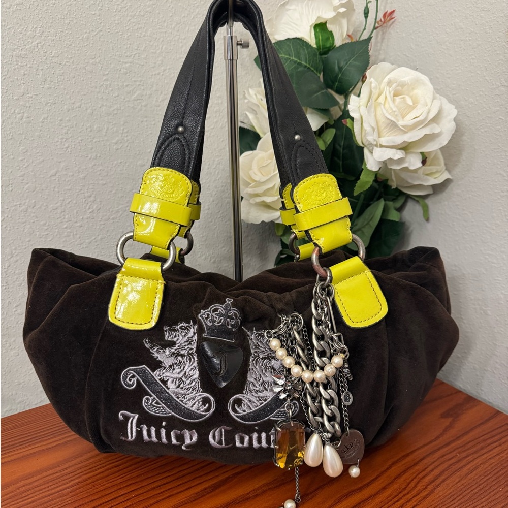 Juicy Couture Brown and Yellow Shoulder Bag with Vibrant Design